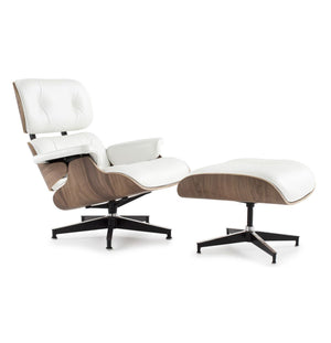 Eames Style Lounge Chair with Ottoman (Walnut)