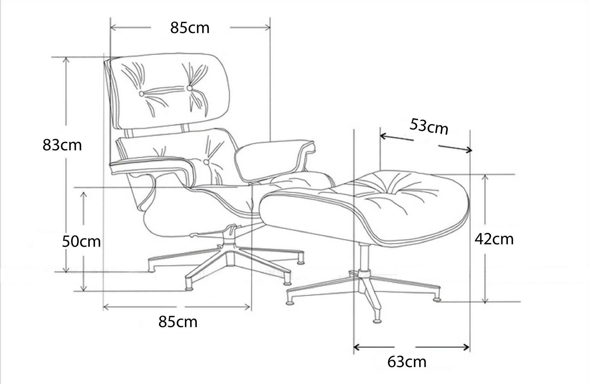 Eames Style Lounge Chair with Ottoman (Rosewood)